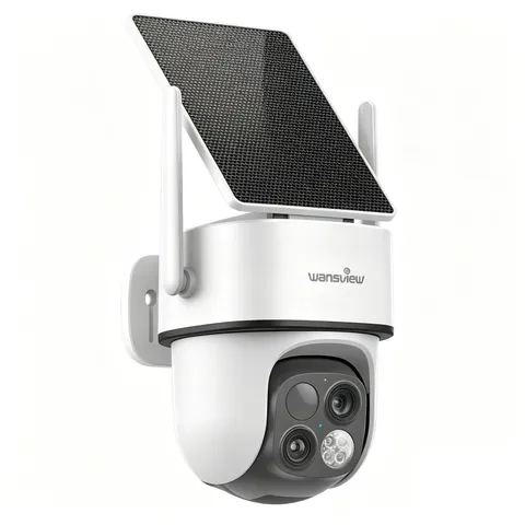 Wansview Wireless Solar Security Camera Outdoor 360°PTZ 2K Dual-Cam Night Vision