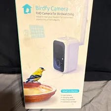 Birdfy Camera 1080p FHD Wi-Fi Wireless Night Vision Outdoor Battery, White. Used