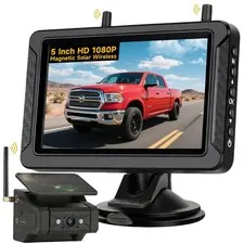 Wireless Magnetic Solar Backup Camera System - HD 5" Monitor, Easy 1-Min Install
