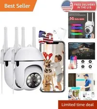 Outdoor Security Camera 2-Pack - 1080P Dome with 360° View & Motion Detection