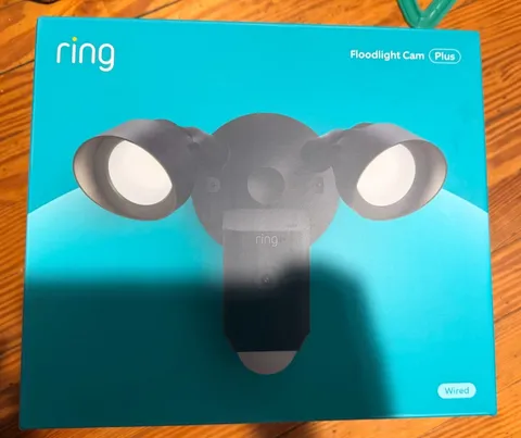 Ring Floodlight Cam Wired Plus Outdoor Wired Full HD Surveillance Camera - Black