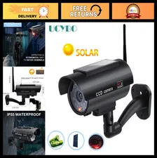 Wireless Solar Battery-Powered Dummy Security Camera - Outdoor LED Flashing CCTV