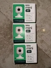 Blink Mini 2K+ (newest model)–Plug-in Home & Pet Indoor Security Camera LOT OF 3