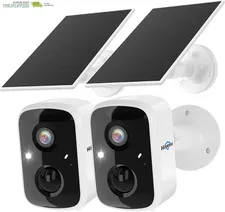 Solar Security Cameras Wireless Outdoor 2 Pack, Battery Powered 3K 4MP Wifi Came