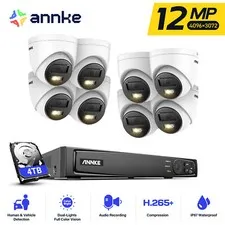 ANNKE 8CH 12MP PoE Security IP Camera System Outdoor Color Night Audio Recording
