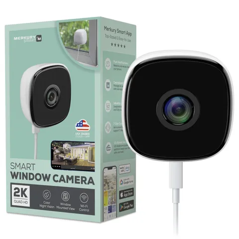 Merkury Smart 2K Window Security Camera with 4MP Quad HD, OPEN BOX