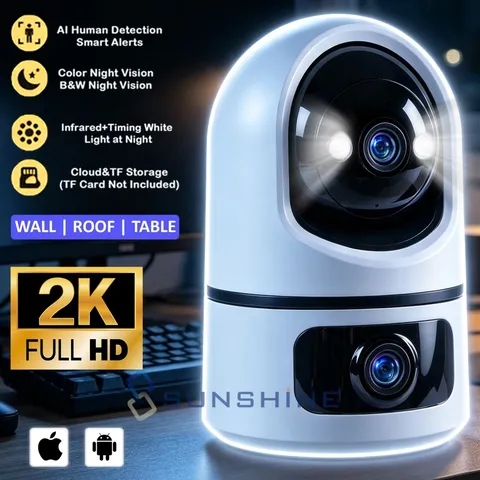 Dual Lens WiFi Security Camera Indoor 360° AI Movement Detection Cloud/TF 2.4/5G
