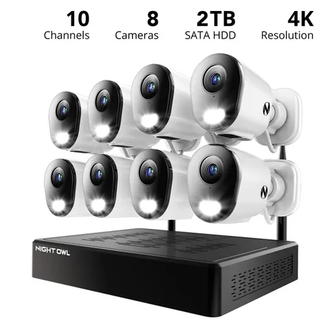 Night Owl CL-BT8WN2-F88L 10 Channel Wi-Fi NVR with 2TB HD 8 Camera 4K HD™