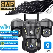 9MP Solar Security Camera Outdoor WIFI Human Tracking 2Way Talk Surveillance LOT