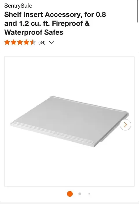 SentrySafe Shelf Insert Accessory, for 0.8 & 1.2 cu. ft. Fireproof & Waterproof