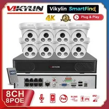 Vikylin SmartFind 4K 8ch 8 POE CCTV System 8MP IP Camera Outdoor IR30 Audio Lot