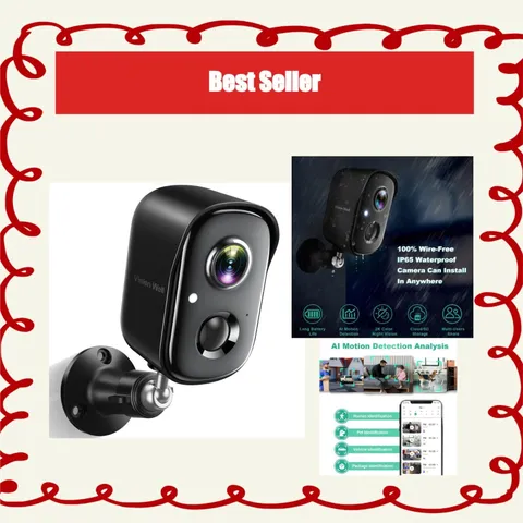 VISION WELL Wireless Security Camera 2K Battery Powered AI Motion Detection