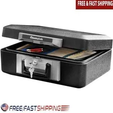 Fireproof Safe Box W/ Key Lock Portable Security Chest Money Jewelry Documents