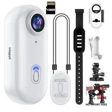 4K Mini WiFi Action POV Camera 128GB Thumb Portable Body 128GB SD Card White