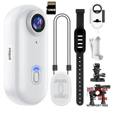 4K Mini WiFi Action POV Camera 128GB Thumb Portable Body 128GB SD Card White