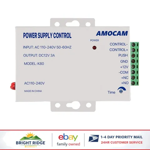 AC 110-240V to DC 12V Power Supply for Electric Lock and Access Control System