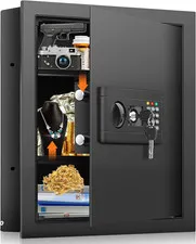 Hidden Wall Safe 17.7" Tall, 2 Shelves for Money, Jewelry & Valuables