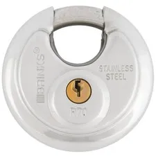 Brinks Commercial Stainless Steel Discus Padlock, 70Mm Body with 5/8 Inch Shackl