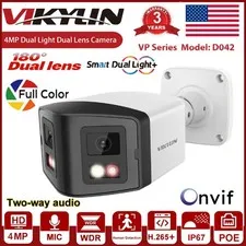 Vikylin 4MP Panoramic IP Camera Full Color+IR 2-way Audio POE Dual Lens Outdoor