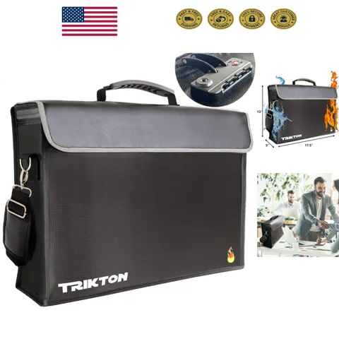 XXL Fireproof & Waterproof Document Bag with TSA Lock – High-Viz Design