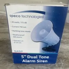 SPECO TECHNOLOGIES SA5P Weatherproof Alarm Siren,5-1/4"H,White 49CA14
