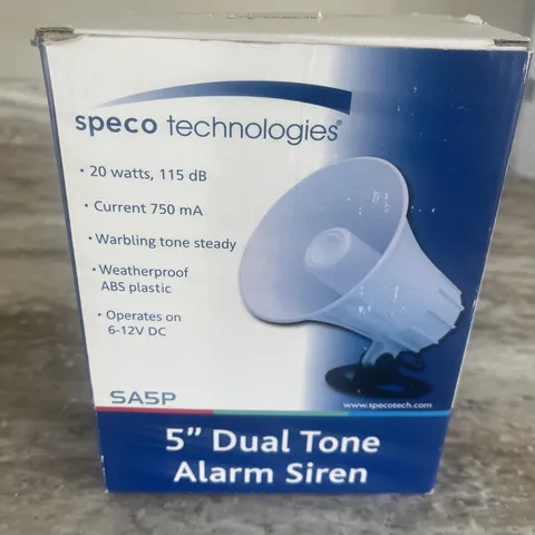 SPECO TECHNOLOGIES SA5P Weatherproof Alarm Siren,5-1/4"H,White 49CA14