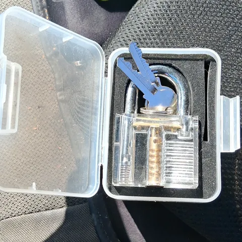 Transparent Clear See-Through Practice Key Padlock w/ 2 Keys, 6mm Shackle