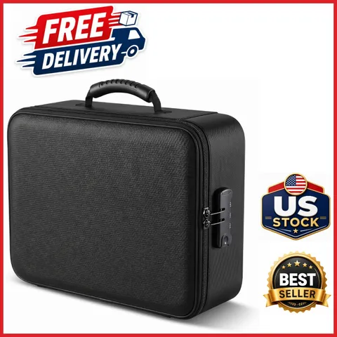 Portable Fireproof File Organizer with Combination Lock for Home Office Travel