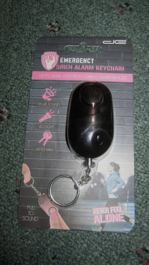 Personal Emergency Siren Alarm Keychain 130dB  Siren & LED light, black