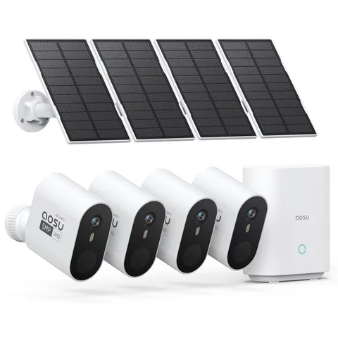 3K/5MP Solar Security Cameras Wireless Outdoor System, 4-Cam-Kit