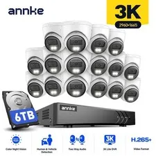 ANNKE 16CH DVR 5MP Two Way Audio Security Camera System Outdoor Color Night AI