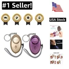 Dual Pack Personal Alarm Keychains with Bright LED Light - Safety for All Ages
