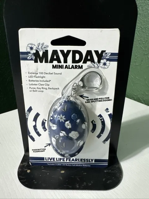 PERSONAL ALARM Mayday Mini Alarm Self Defense Emergency Keyring/Clip Flashlight