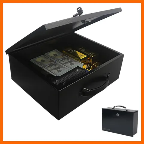 Fireproof Key Lock Steel Security Safe Box, 0.38 Cu Ft, Black | Portable,Fire...