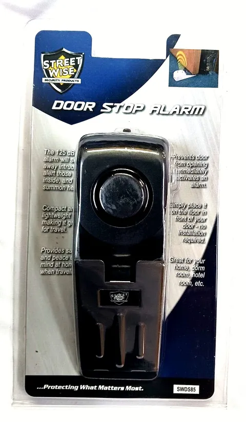 DOOR STOP ALARM WIRELESS SECURITY SYSTEM HOME TRAVEL PORTABLE SAFETY WEDGE ALERT
