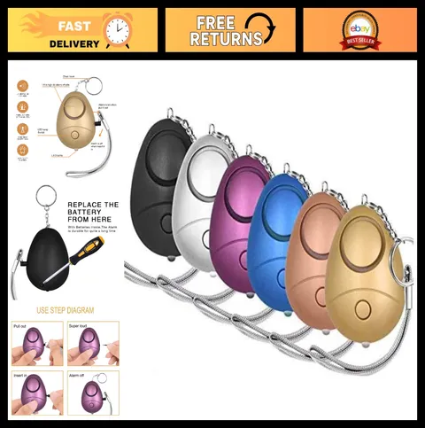 6 Pack Personal Safety Alarm 140DB Keychain with LED Lights - Emergency Alert fo