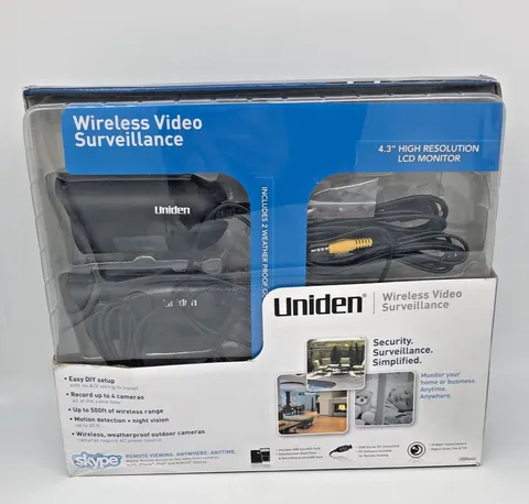 Uniden UDR444 Wireless Security Camera System w/ Monitor Night Vision Motion TV