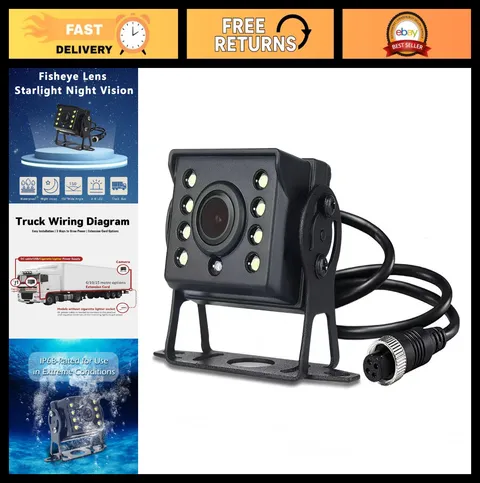 Wired Backup Camera 12V-24V, Waterproof Night Vision, Wide Angle Rear View for R