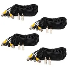 4 Pack 10ft CCTV Security Surveillance Camera Video Power Cable Pre-Made All-in-