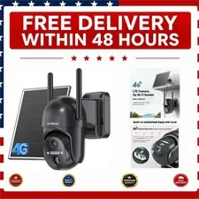 4G LTE Solar Security Camera 2K Outdoor 360° Night Vision