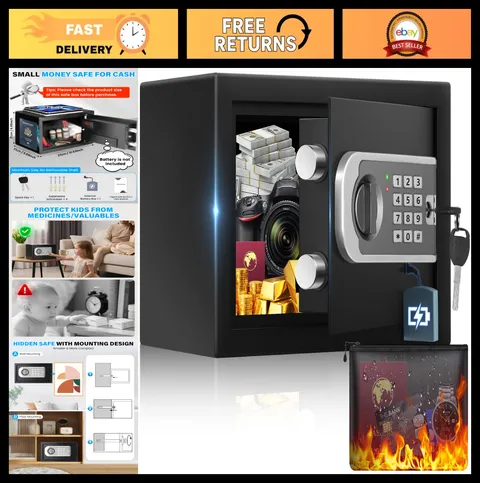 Fireproof Waterproof Mini Safe Box 0.30 Cuft - Digital Security Safe with Keypad