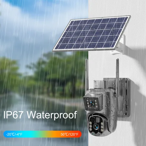 2PCS Dual-Lens 4MP WiFi Solar Camera Wireless Outdoor CCTV PTZ Home Security