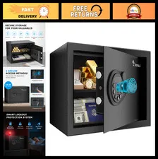 Biometric Fingerprint Safe Box with Electronic Keypad, Removable Shelf, 0.6 Cubi