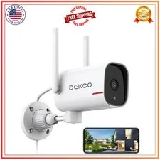 DEKCO 2K Outdoor Security Camera Wired WiFi Home Surveillance System