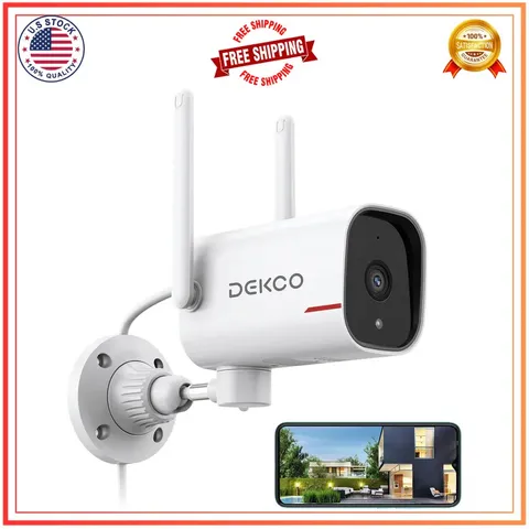 DEKCO 2K Outdoor Security Camera Wired WiFi Home Surveillance System