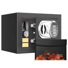 Small Kids Safe with Fireproof Bag, Digital Mini Safes with Keys&Code for Mon...