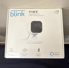 Blink Mini 1080p Indoor Camera White Motion Detect Two-Way Audio works W/Alexa