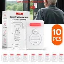 Voice Door Alarm Wireless Doorbell Magnetic 3-Level Volume Speaks Aloud 90dB ×10