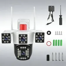 WiFi 1080P 4-Lens Pan & Tilt HD Camera Full Color Day & Night Monitoring