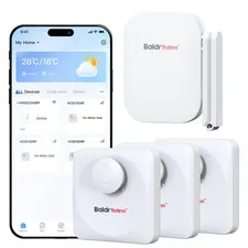 Baldrtherm Wifi Water Leak Detector Hub Water Leak Sensor 3 Pack Wireless Siren